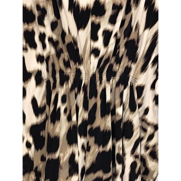 Worthington Women's Medium Leopard Print Pancho Style Top Stretch Gathered Waist - Picture 8 of 9